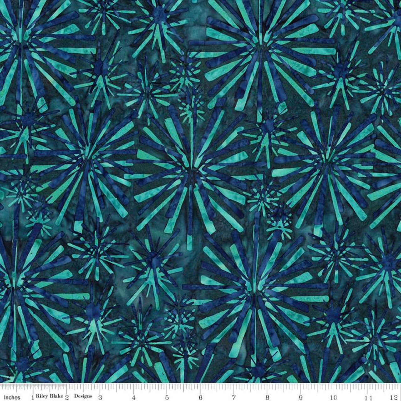 Fabric Riley Blake Peacock Starbursts Expressions Batiks Retro Revival by the Quarter Yard BT23270-306